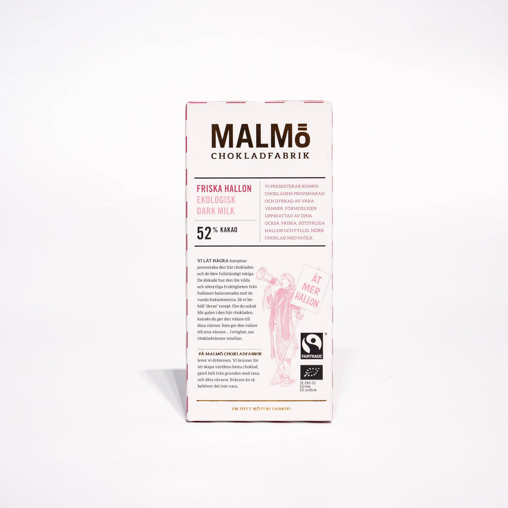 Malmö Chokladfabrik - Friska Hallon ekologisk 52% kakao - Saluhall.se